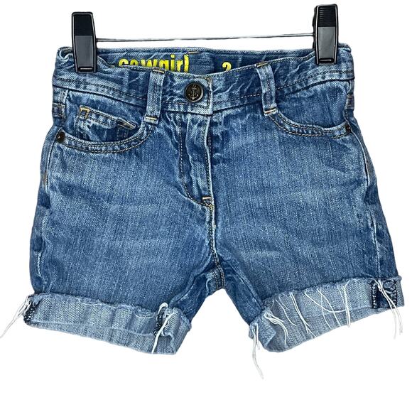 Crewcuts Cowgirl Blue Denim Cut Off Cuffed Hem Jean Shorts Size 2 2T - Picture 1 of 6